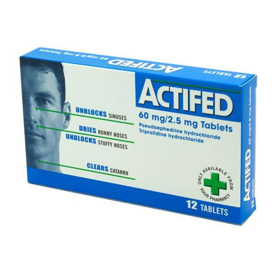 Actifed 60mg/2.5mg Tablets 12 Pack 