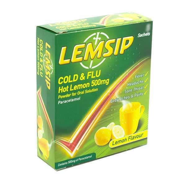 Lemsip Cold & Flu 500mg Hot Lemon 